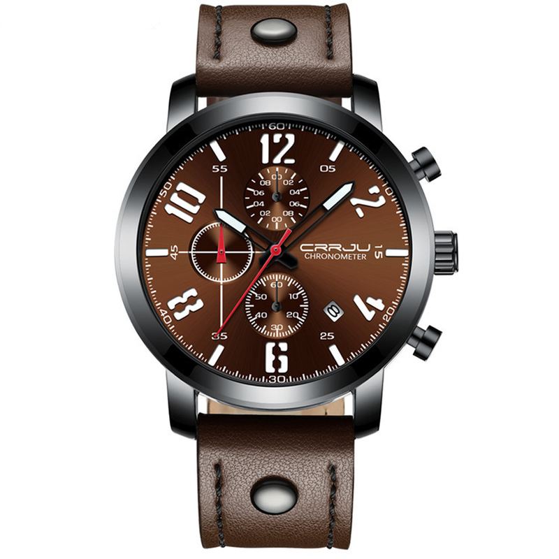 Chronograph Casual Style Mænd Armbåndsur Lysende Display Quartz Watch
