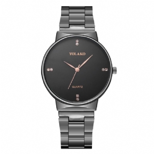 Crystal Scale Casual Style Quartz Watch Full Steel Business Herreure