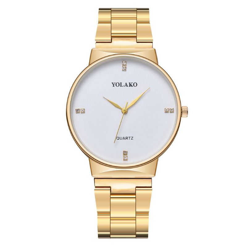Crystal Scale Casual Style Quartz Watch Full Steel Business Herreure