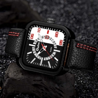 Dato Display Moderigtigt Mænd Armbåndsur Læderrem Quartz Ure