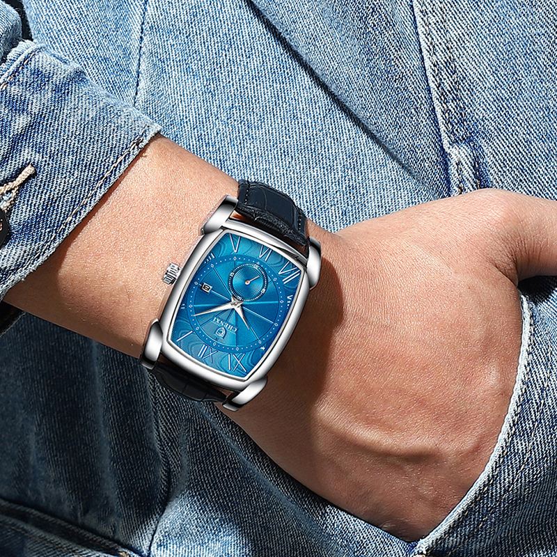 Dato Vis Kalender Business Style Herreur Rektangelskive Quartz Watch