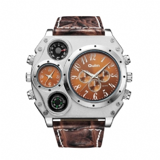 Dual Time Zones Creative Quartz Watch Big Dial Military Style Herreure