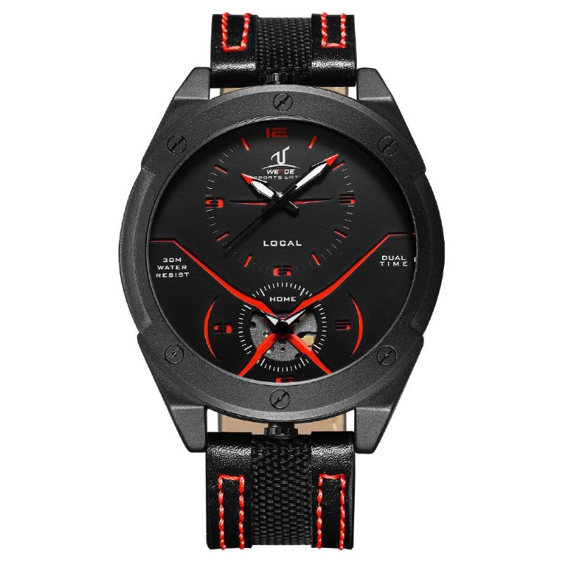 Farverigt Unikt Design Herrearmbåndsur Dual Time Display Quartz Ure