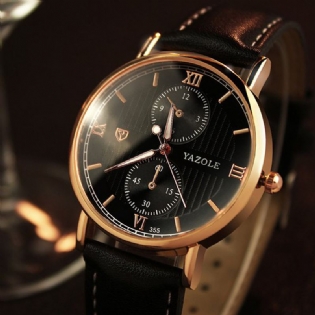 Herreur Luminous Mode Klassisk Læderrem Mand Quartz Armbåndsur
