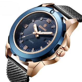 Kalender Business Mænd Armbåndsur Full Steel Lysende Display Quartz Ure