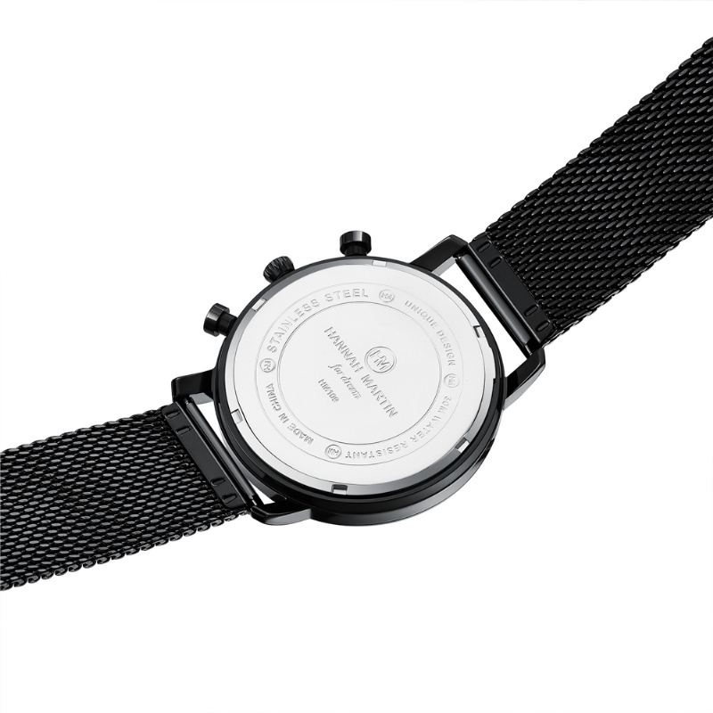 Klassisk Business Herreur Stopur Kalender Display 3atm Vandtæt Rustfrit Stålrem Quartz Watch