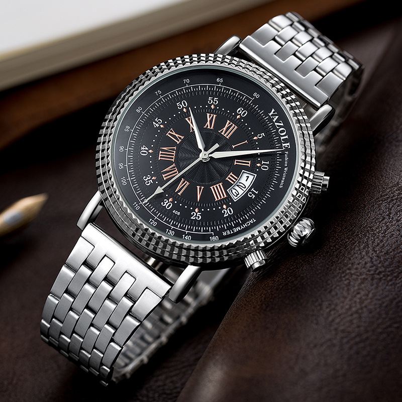 Læderrem Romertal Crystal Dial Mode Mænd Quartz Watch