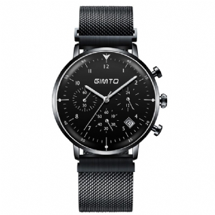 Lysende Display Business Style Watch Rustfrit Stål Herre Sport Quartz Ur