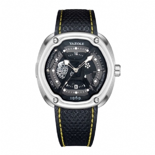 Lysende Display Kalender Klassisk Læder Band Herre Quartz Watch