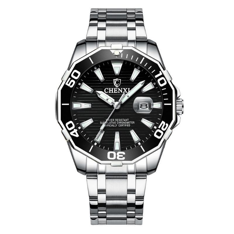 Lysende Display Vandtæt Quartz Watch Business Style Herre Armbåndsur