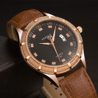 Lysende Hånd Quartz Ure Dato Display Læderrem Herre Armbåndsur
