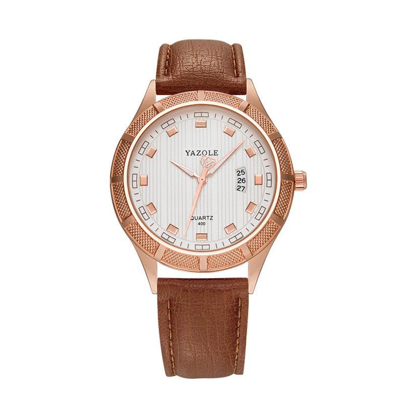 Lysende Hånd Quartz Ure Dato Display Læderrem Herre Armbåndsur