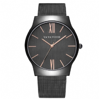 Mænd Business Quartz Watch Rustfrit Stål Rem Big Casual Dial Watch