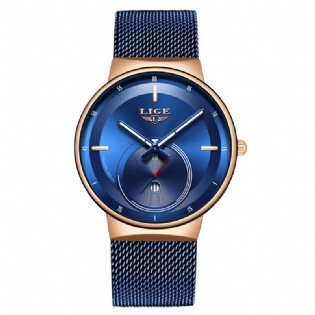 Mænd Mode Full Steel Strap Dato Display Watch Quartz Watch