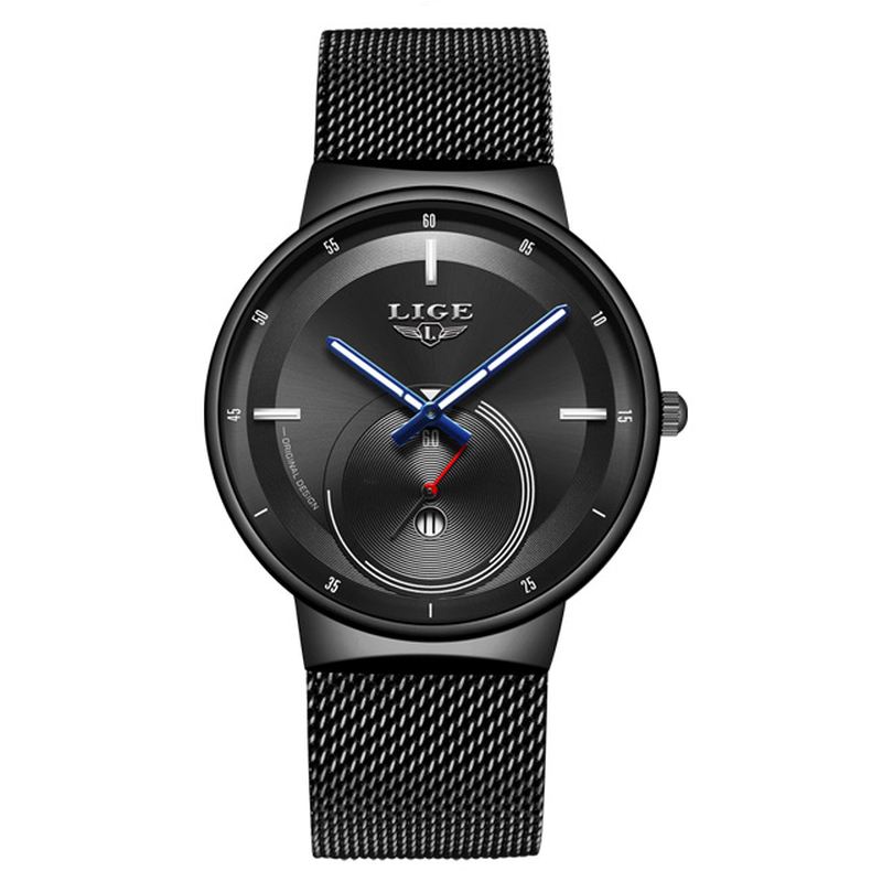 Mænd Mode Full Steel Strap Dato Display Watch Quartz Watch