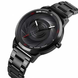 Mode Business Style Mænd Watch 3d Dail Vandtæt Rustfrit Stål Quartz Ure