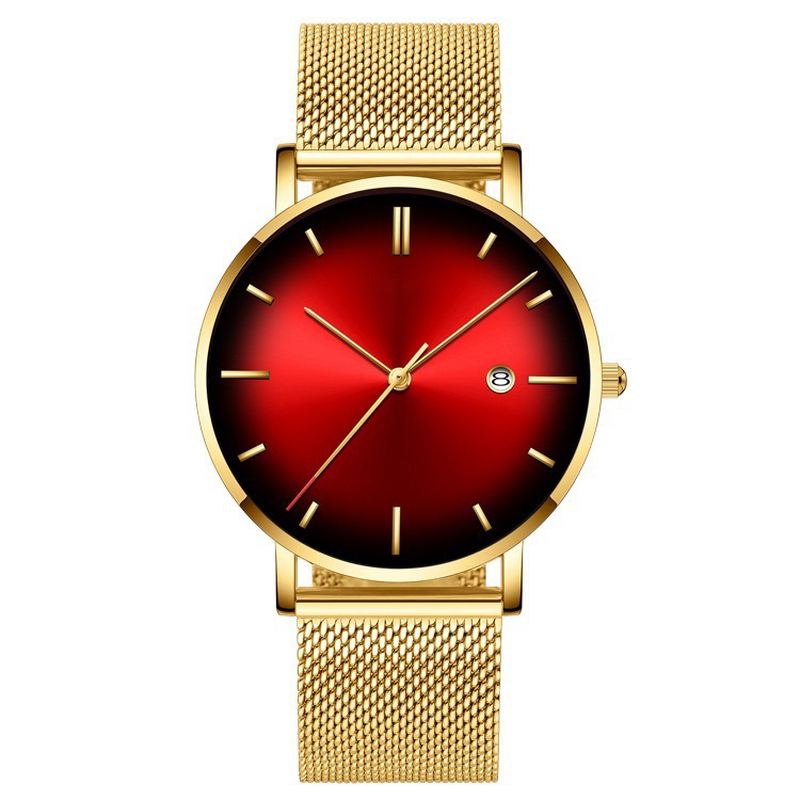 Mode Casual Business Gradient Color Multi-function Mesh Strap Quartz Watch