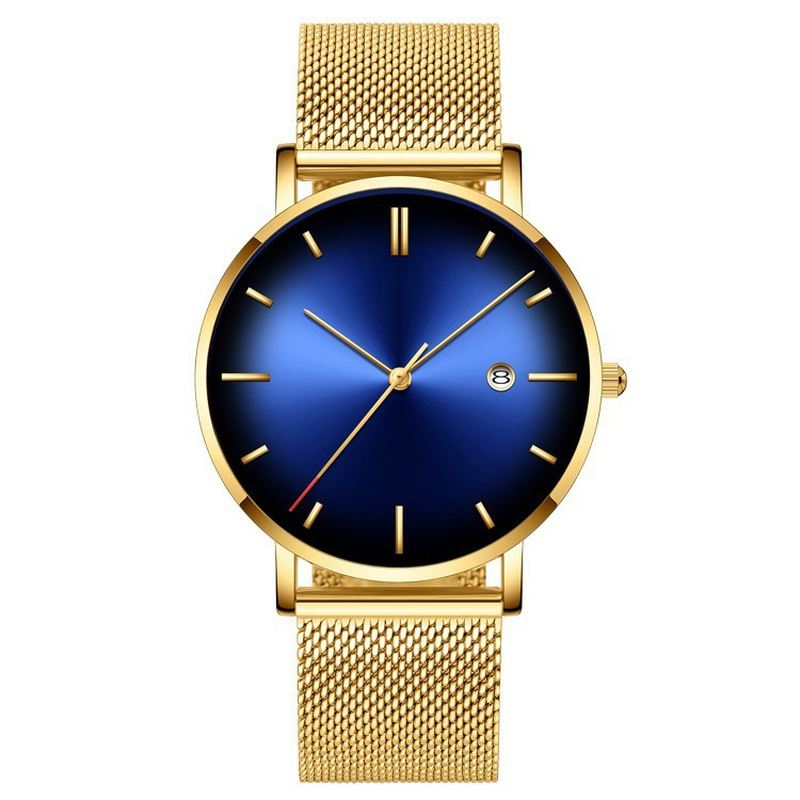 Mode Casual Business Gradient Color Multi-function Mesh Strap Quartz Watch