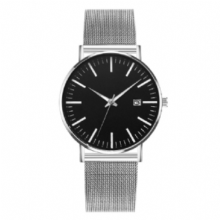 Mode Casual Mænd Business Watch Dekoreret Strap Pointer Calendar Quartz Watch