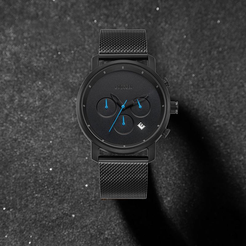 Mode Læder Rustfrit Stål Bånd Simple Dial Dato Display Mænd Quartz Watch
