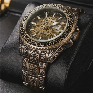 Mode Luksus Retro Design Kalender Lysende 3atm Vandtæt Rustfrit Stål Band Herre Quartz Watch