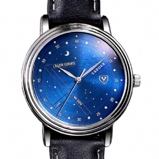 Mode Mænd Quartz Watch Casual Stars Pattern Dial Armbåndsur