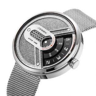Mode Mænd Watch Creative Dial 3atm Vandtæt Metal Mesh Strap Quartz Watch