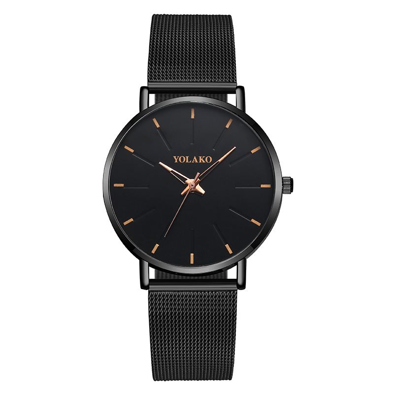 Mode Mesh Stålrem Årsagsstil Simple Dial Herre Watch Quartz Watch