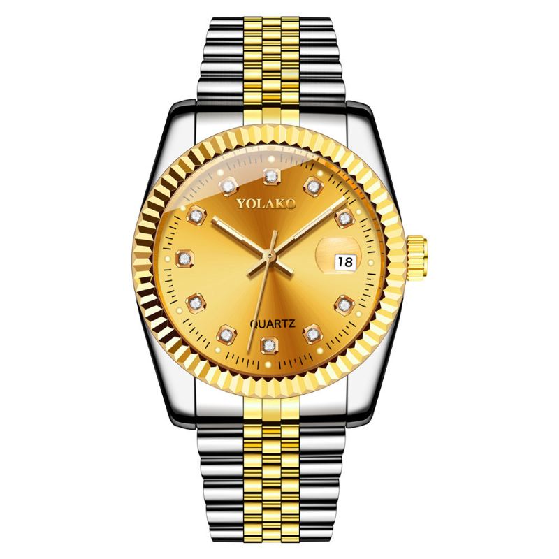 Mode Steel Band Watch Diamond Casual Square Mænd Quartz Watch