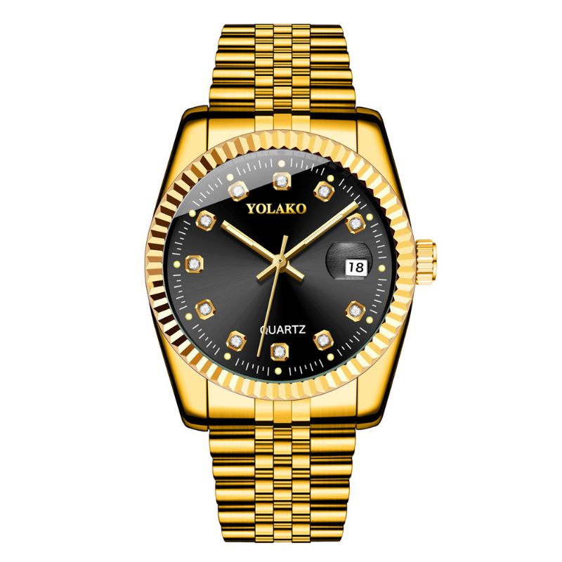 Mode Steel Band Watch Diamond Casual Square Mænd Quartz Watch