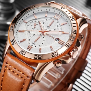 Multi-function Chronograph Herre Armbåndsur Business Style Quartz Ure