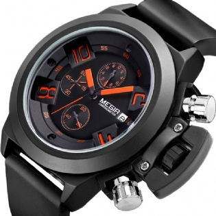 Multifunktion Sports 3d Urskive Med Datokalender Silikone Band Herre Quartz Watch