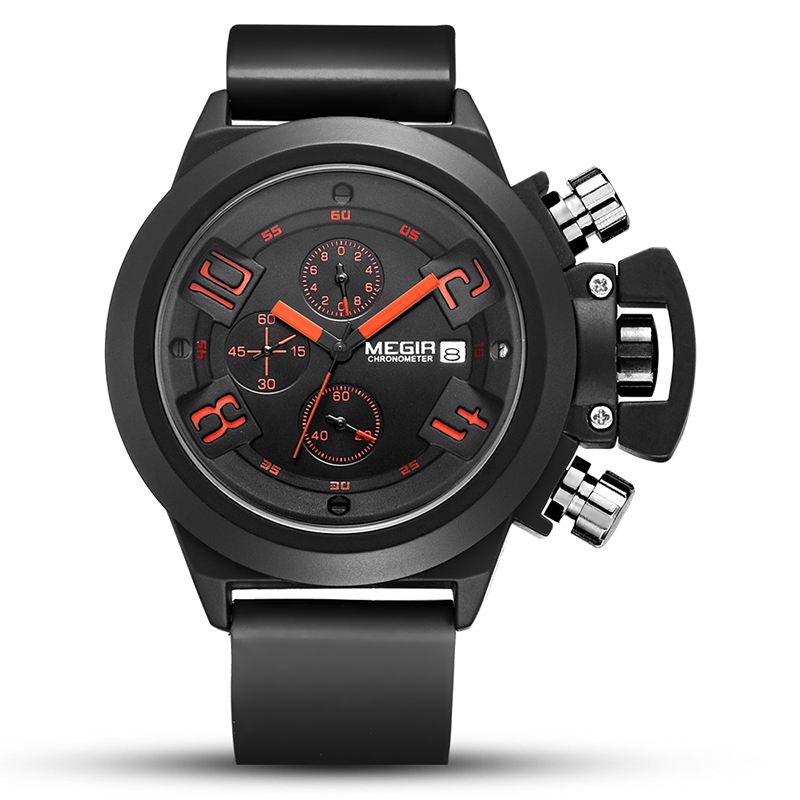 Multifunktion Sports 3d Urskive Med Datokalender Silikone Band Herre Quartz Watch