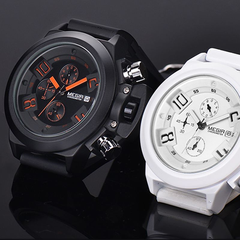 Multifunktion Sports 3d Urskive Med Datokalender Silikone Band Herre Quartz Watch