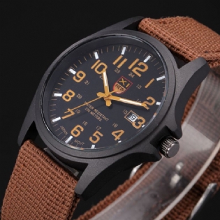 Nylon Band Casual Style Quartz Watch Dato Display Herre Armbåndsur