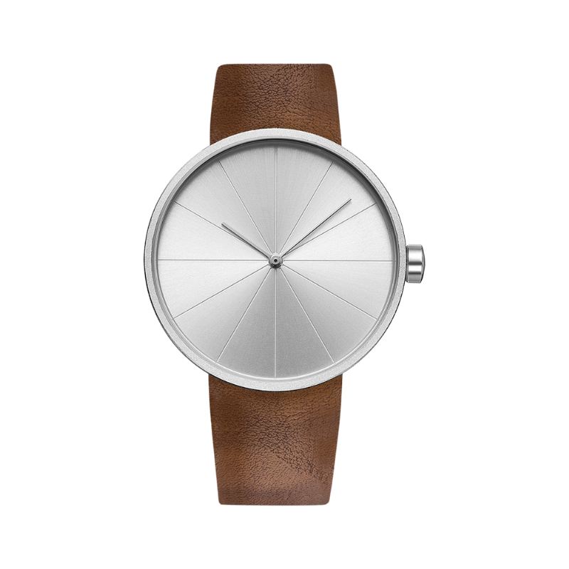 Pladespilleren Simple Art Dial Læderrem Mænd Casual Quartz Watch