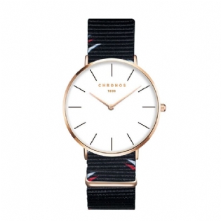 Rose Guld Urkasse Unisex Armbåndsur Nylonrem Quartz Bevægelsesur