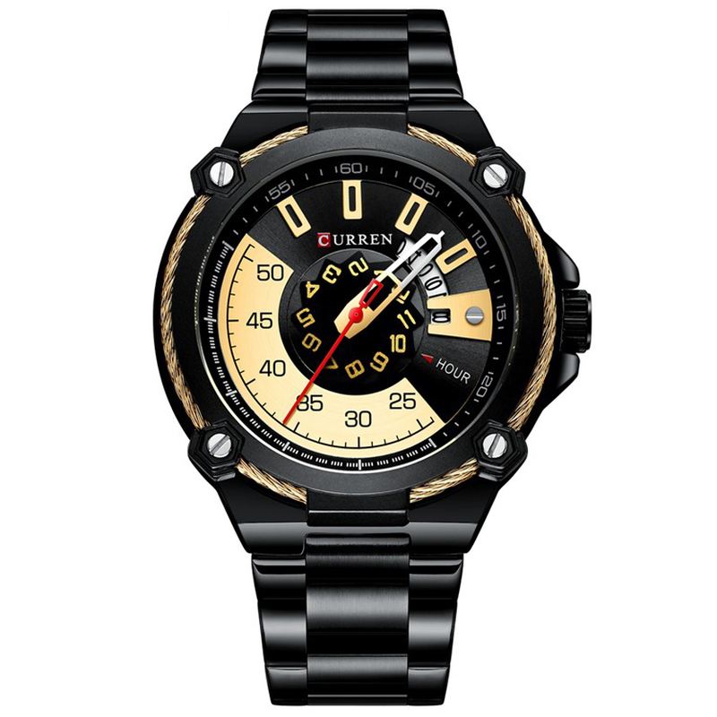 Rustfrit Stål Band Casual Style Mænd Armbåndsur Fuldt Stål Band Quartz Watch