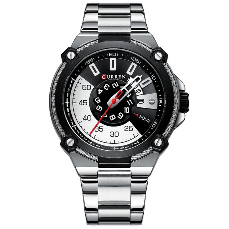 Rustfrit Stål Band Casual Style Mænd Armbåndsur Fuldt Stål Band Quartz Watch