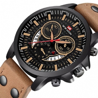 Sport Casual Med Dato Display Window Large Dial 3atm Vandtæt Herre Quartz Watch