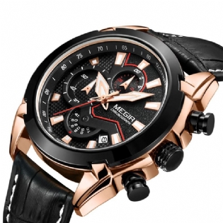 Sportsure Creative Chronograph Quartz Læderrem Herreur