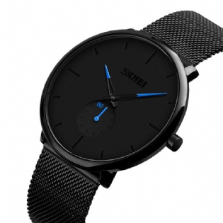 Ultra Tynd Simpel Afslappet Stil Mænd Armbåndsur Mesh Rustfrit Stål Rem Quartz Watch