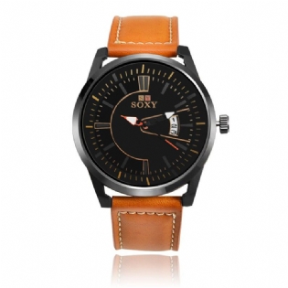 Ultratynd Mode Stil Herreur Læderrem Quartz Armbåndsure