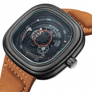 Unikt Design Kreativt Kvartsur Ægte Læderbånd Herrearmbåndsur