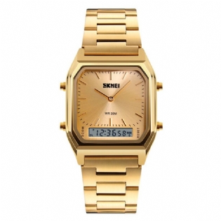 Urkasse 30m Vandtæt Lysende Business Klassisk Quartz Digital Dual Display Watch