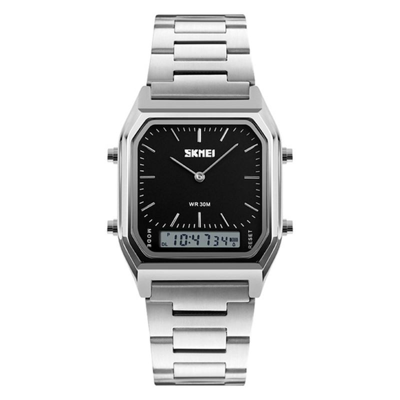 Urkasse 30m Vandtæt Lysende Business Klassisk Quartz Digital Dual Display Watch