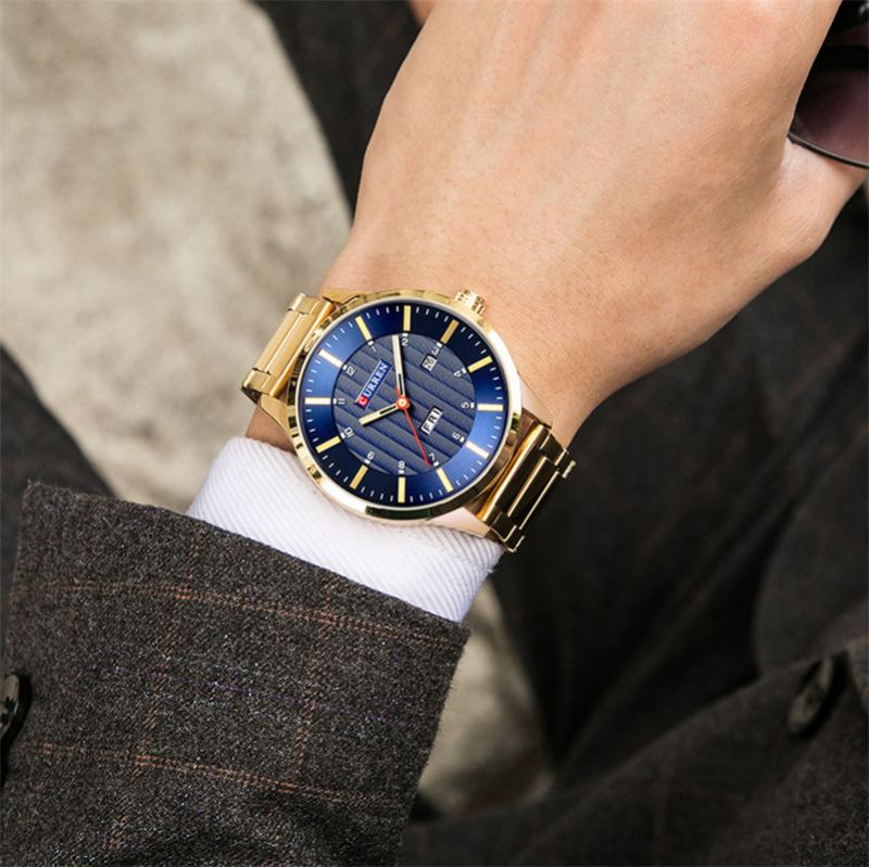 Vandtæt Business Style Mænd Armbåndsur Kalender Quartz Ure