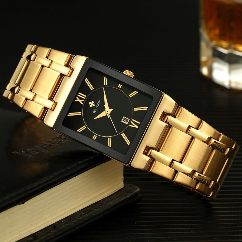 Vandtæt Fuldt Stål Business Style Herre Watch Dato Display Quartz Watch