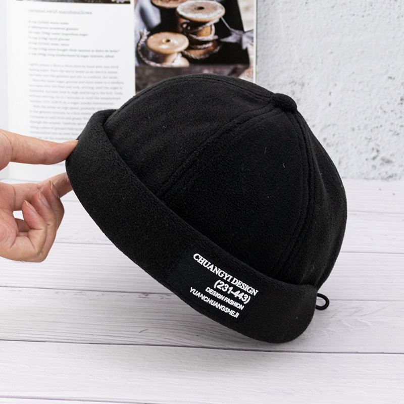 Børstet Plys Patch Melon Læder Hat Udlejer Hat