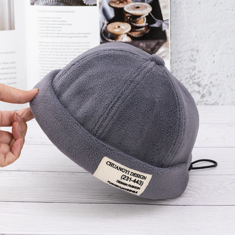 Børstet Plys Patch Melon Læder Hat Udlejer Hat